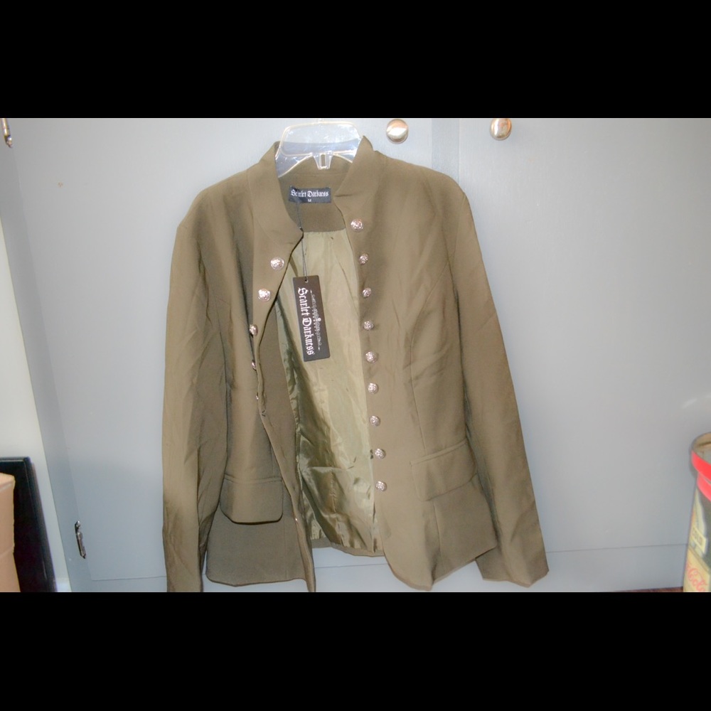 Military Style Open Blazer